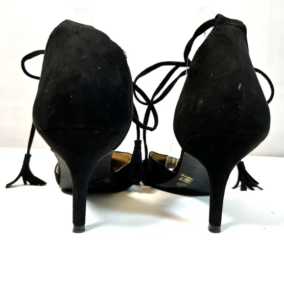 Chinese Laundry Z-Olinda Black Micro Suede Kitten Heel Tassel Tie Womens 10 / 41