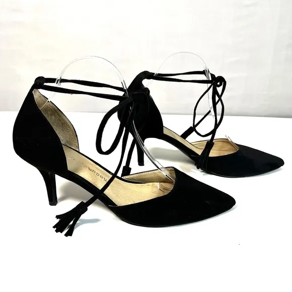 Chinese Laundry Z-Olinda Black Micro Suede Kitten Heel Tassel Tie Womens 10 / 41