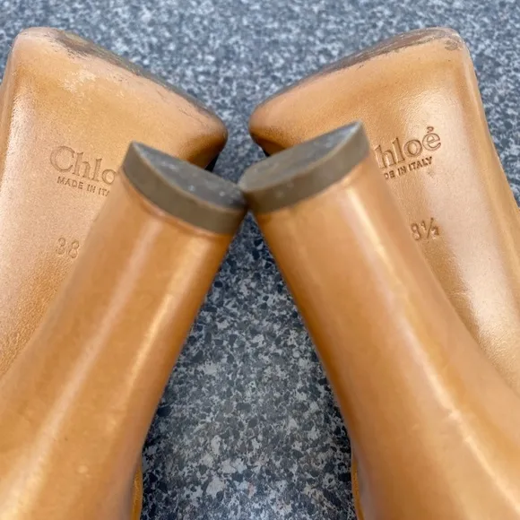Chloe wood plataform leather pumps size 38.5