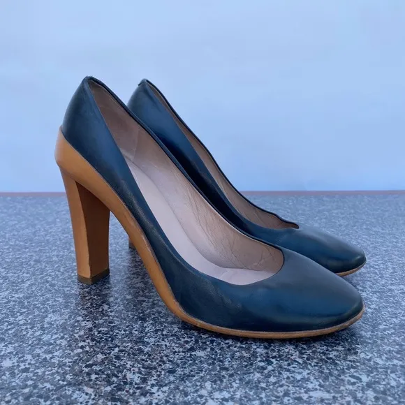 Chloe wood plataform leather pumps size 38.5