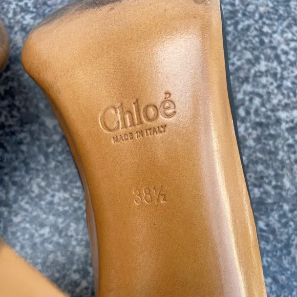 Chloe wood plataform leather pumps size 38.5