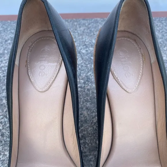 Chloe wood plataform leather pumps size 38.5