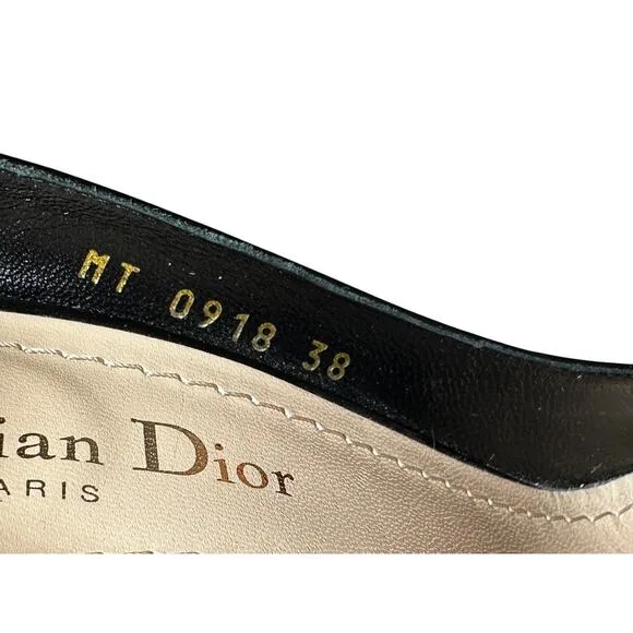 Christian Dior D-Moi Black Patent Pointed Toe Heels Pumps Size 38