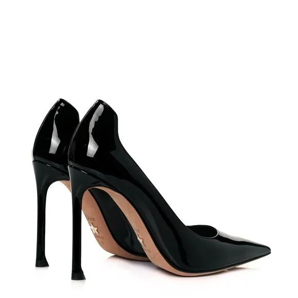 Christian Dior D-Moi Black Patent Pointed Toe Heels Pumps Size 38