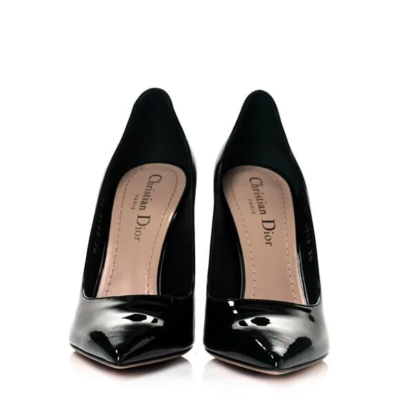 Christian Dior D-Moi Black Patent Pointed Toe Heels Pumps Size 38