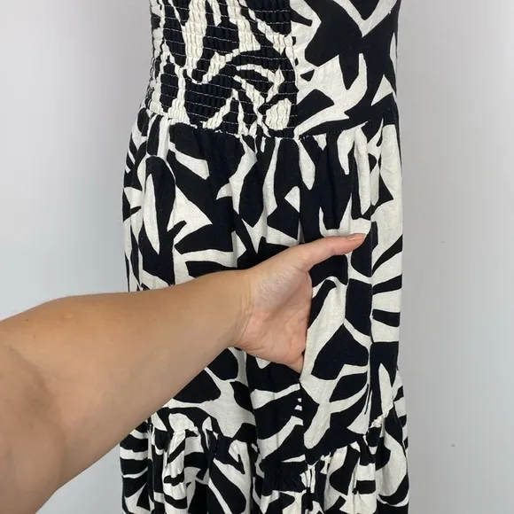 Christian Lacroix black and white linen maxi dress size medium