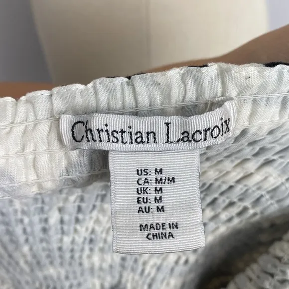 Christian Lacroix black and white linen maxi dress size medium