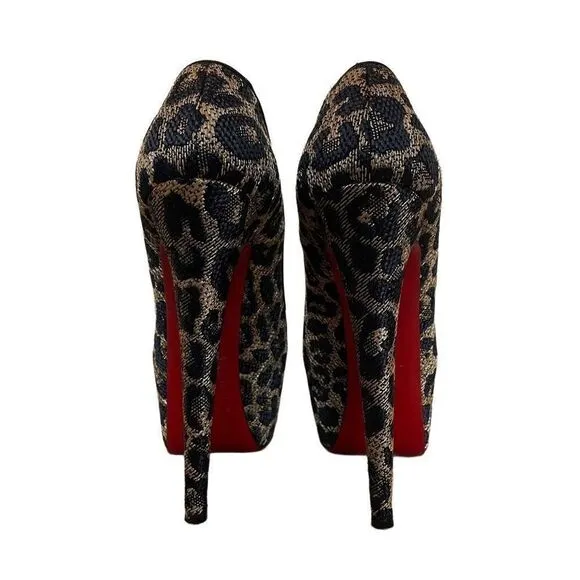 Christian Louboutin Canvas Jacquard Leopard Pumps | 8.5