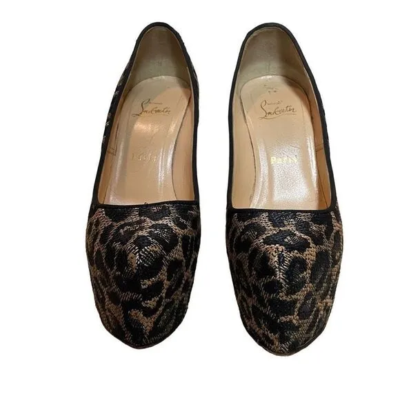Christian Louboutin Canvas Jacquard Leopard Pumps | 8.5