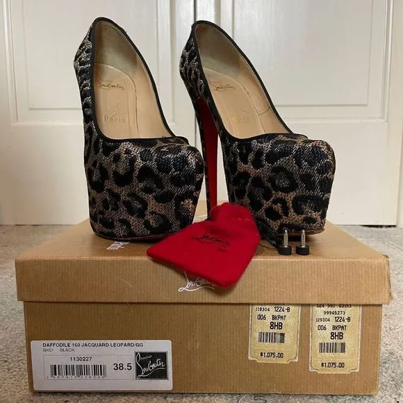 Christian Louboutin Canvas Jacquard Leopard Pumps | 8.5