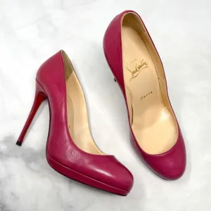 Christian Louboutin Filo 120 Kid Leather Platform Pumps Heels Magenta Pink 36