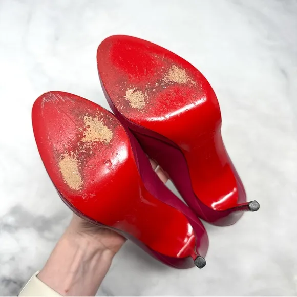 Christian Louboutin Filo 120 Kid Leather Platform Pumps Heels Magenta Pink 36