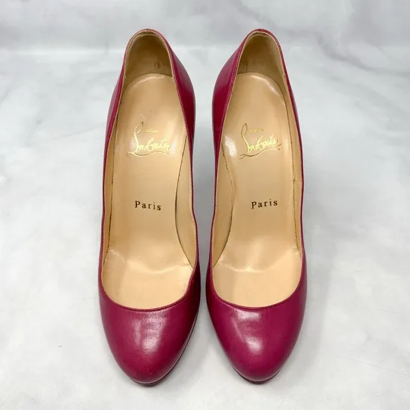 Christian Louboutin Filo 120 Kid Leather Platform Pumps Heels Magenta Pink 36