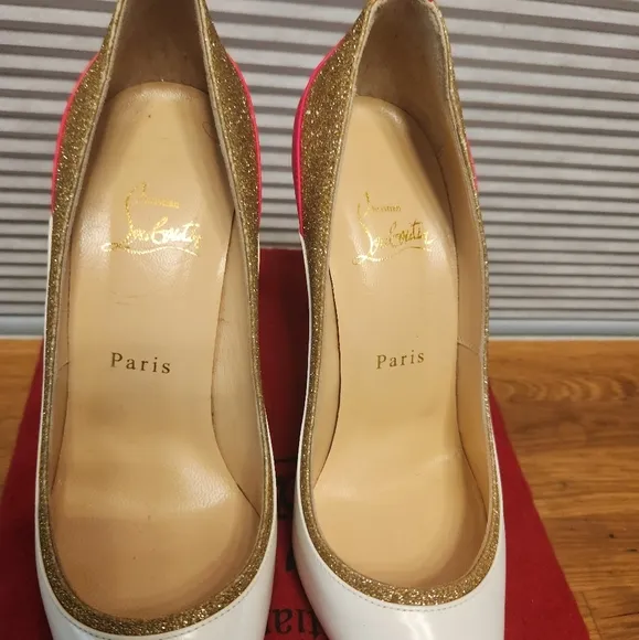 Christian LOUBOUTIN mini Glitter Tucsick 100 Shoes 37 Fits 6.5