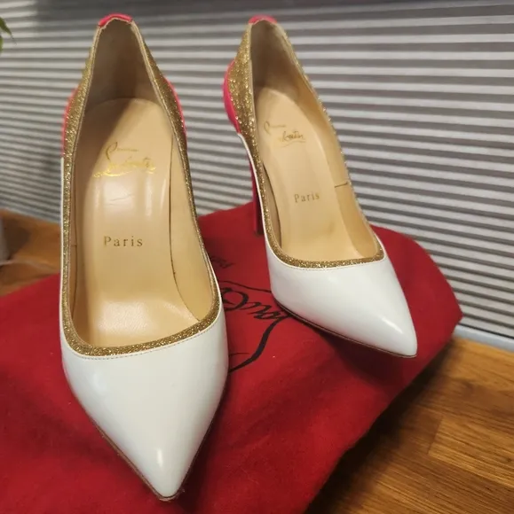 Christian LOUBOUTIN mini Glitter Tucsick 100 Shoes 37 Fits 6.5