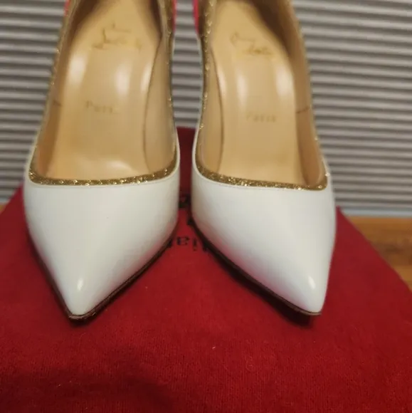 Christian LOUBOUTIN mini Glitter Tucsick 100 Shoes 37 Fits 6.5