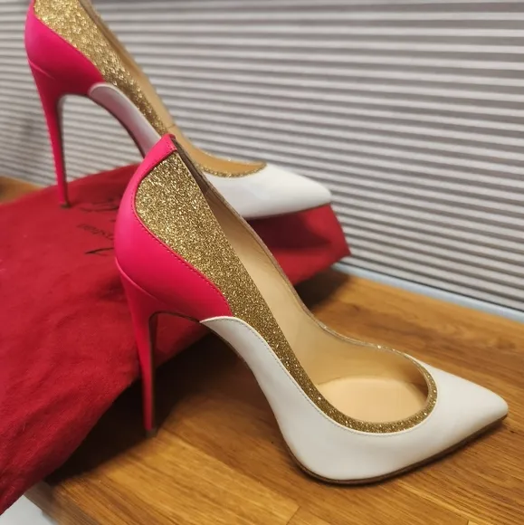 Christian LOUBOUTIN mini Glitter Tucsick 100 Shoes 37 Fits 6.5