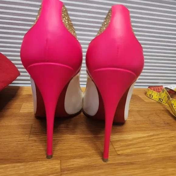 Christian LOUBOUTIN mini Glitter Tucsick 100 Shoes 37 Fits 6.5