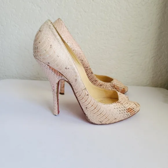 Christian Louboutin Snake Cream High Heels Size 39