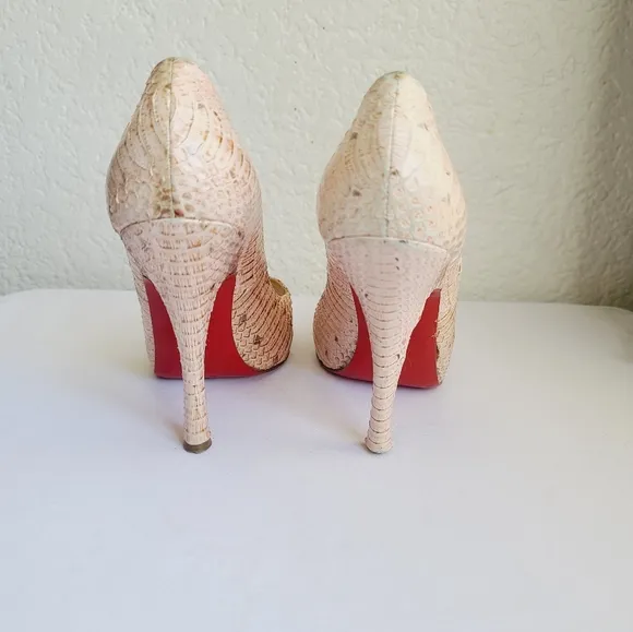 Christian Louboutin Snake Cream High Heels Size 39