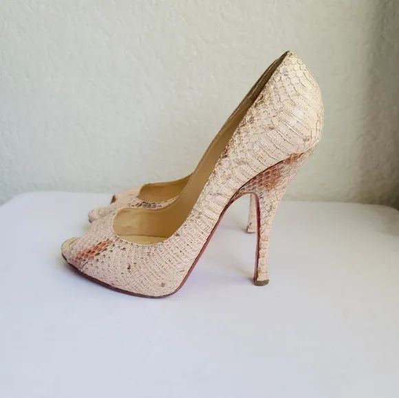 Christian Louboutin Snake Cream High Heels Size 39