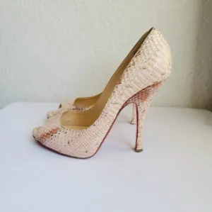 Christian Louboutin Snake Cream High Heels Size 39