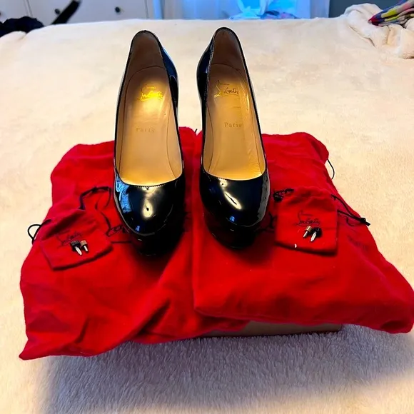 Christian Louboutin Women's Black Patent Leather Heels-Bianca