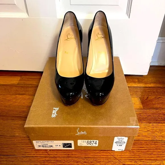 Christian Louboutin Women's Black Patent Leather Heels-Bianca