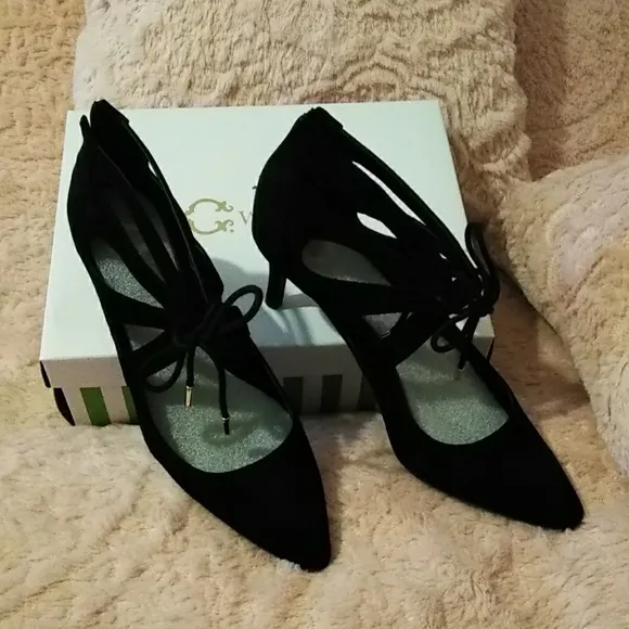 Christian Siriano &quot;Scarlett&quot; Suede Cut Out Heels NWT