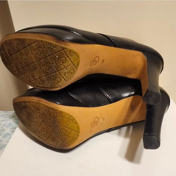 Circa Joan &amp; David Black Leather Lace Up Oxford Style Heels Sz. 8 Ret.$229