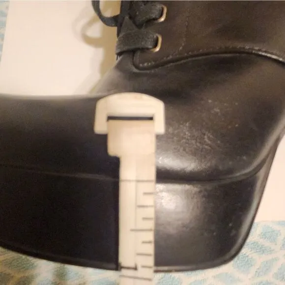 Circa Joan &amp; David Black Leather Lace Up Oxford Style Heels Sz. 8 Ret.$229