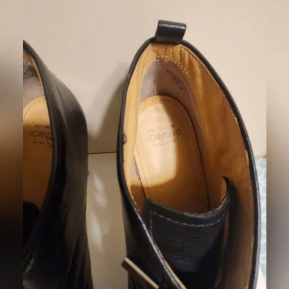 Circa Joan &amp; David Black Leather Lace Up Oxford Style Heels Sz. 8 Ret.$229