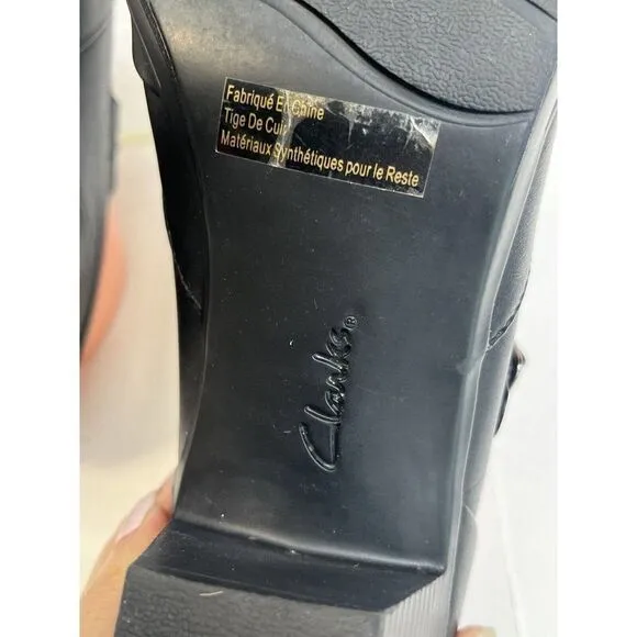 Clarks Bendables Black Mary Jane Heels Shoes Size 9 Wide Buckle