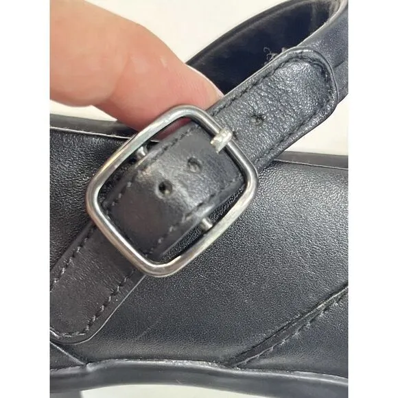 Clarks Bendables Black Mary Jane Heels Shoes Size 9 Wide Buckle