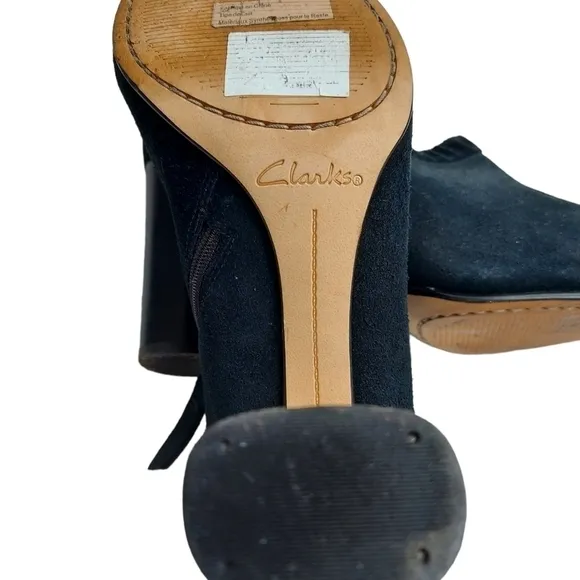 Clarks Grace Lola Black Suede Daim Nior Booties Pumps High Heel Shoes Size 10