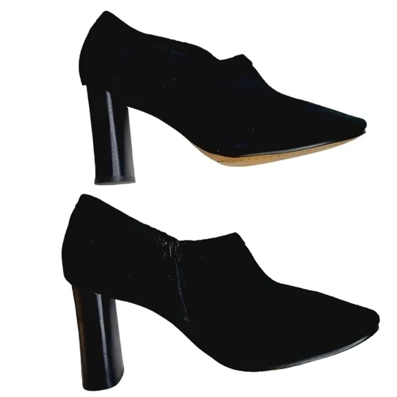Clarks Grace Lola Black Suede Daim Nior Booties Pumps High Heel Shoes Size 10