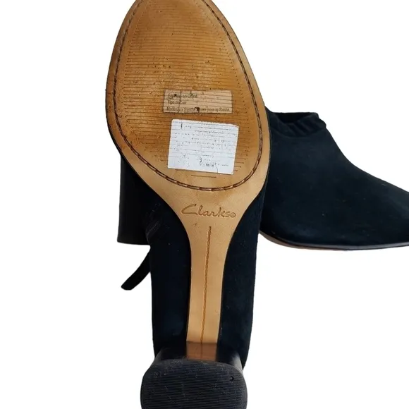 Clarks Grace Lola Black Suede Daim Nior Booties Pumps High Heel Shoes Size 10