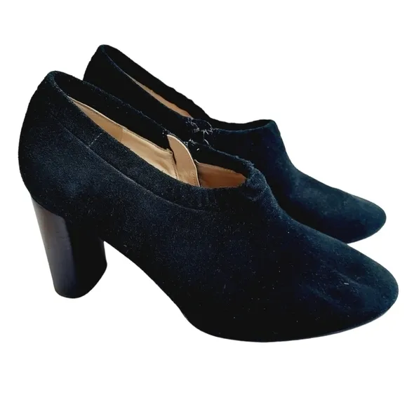 Clarks Grace Lola Black Suede Daim Nior Booties Pumps High Heel Shoes Size 10