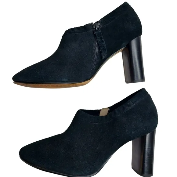 Clarks Grace Lola Black Suede Daim Nior Booties Pumps High Heel Shoes Size 10