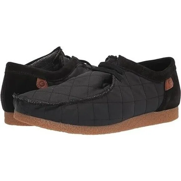 Clarks Men's Shacre II Step Moccasin Black Textile Quilted Lace Up NEW 8 W