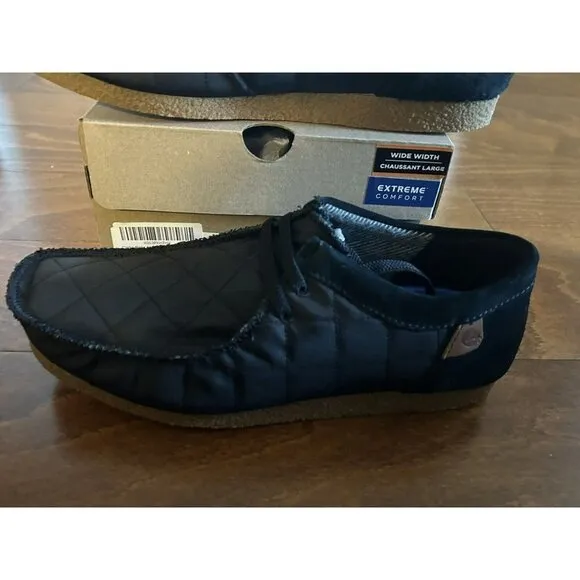 Clarks Men's Shacre II Step Moccasin Black Textile Quilted Lace Up NEW 8 W
