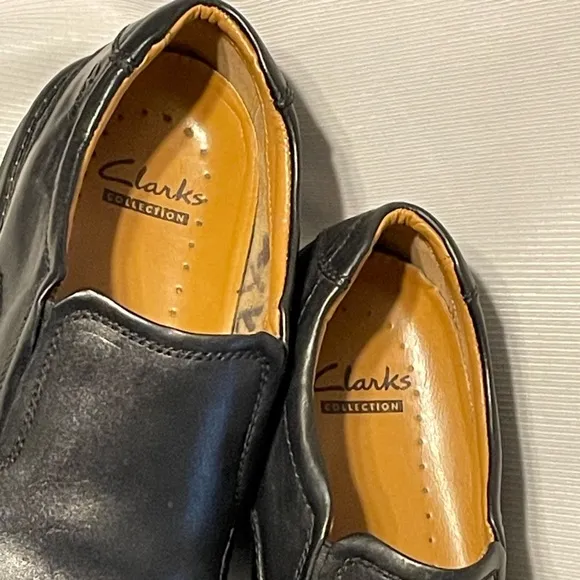 Clarks men’s size 9 black leather dress loafer shoes