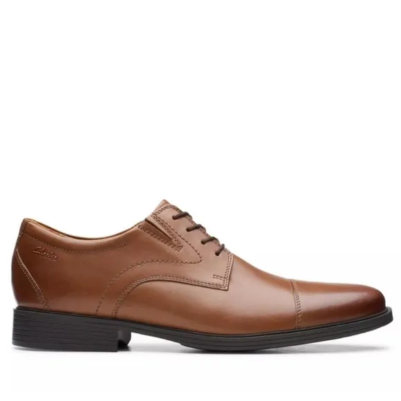 CLARKS Men's Tan Leather Oxford Dress Shoes