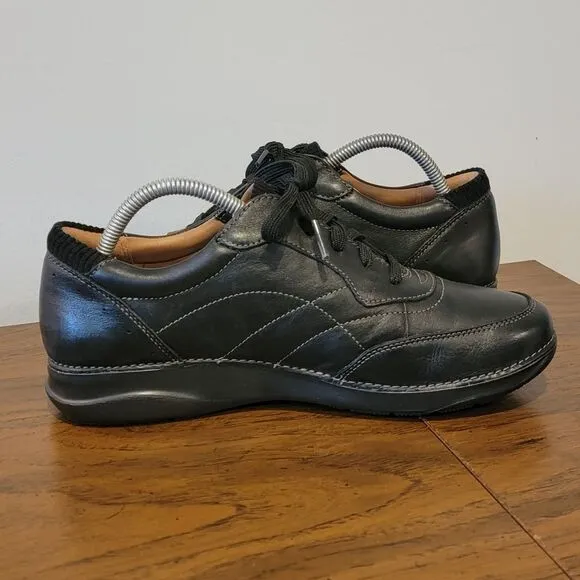 Clarks Women's Appley Tie Oxford Black Leather Shoes Size 10 M Sneakers With Box