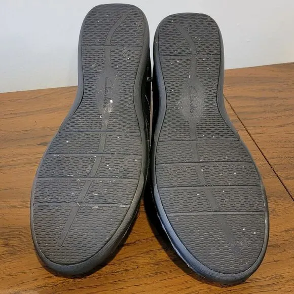 Clarks Women's Appley Tie Oxford Black Leather Shoes Size 10 M Sneakers With Box