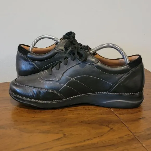 Clarks Women's Appley Tie Oxford Black Leather Shoes Size 10 M Sneakers With Box