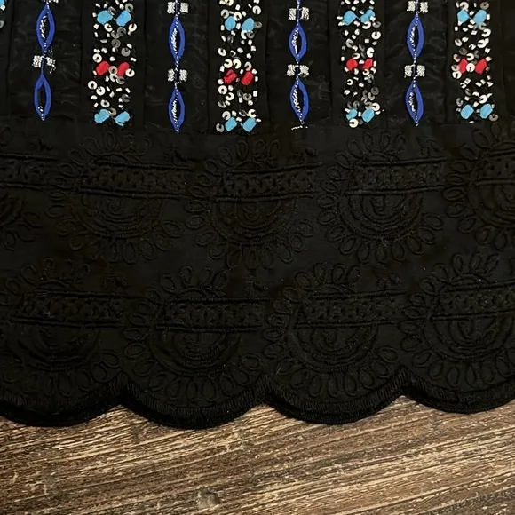 Club Monaco - Black &amp; Multicolored Sequin &amp; Beaded A-Line Skirt Size 4