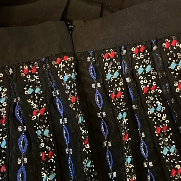 Club Monaco - Black &amp; Multicolored Sequin &amp; Beaded A-Line Skirt Size 4