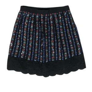 Club Monaco - Black &amp; Multicolored Sequin &amp; Beaded A-Line Skirt Size 4