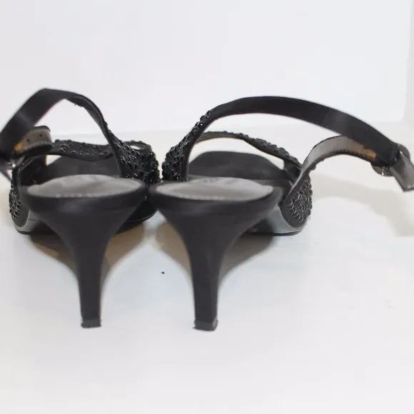 Coach And Four Beaded Shoes Sling- Back Pumps Heel Women's Size 7 Black